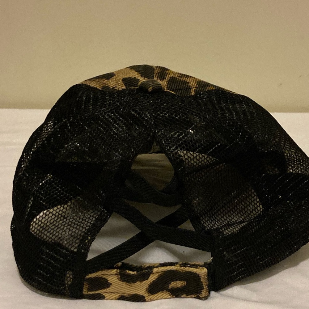 Leopard Print Distressed Mesh Back Cap - Picture 5 of 5